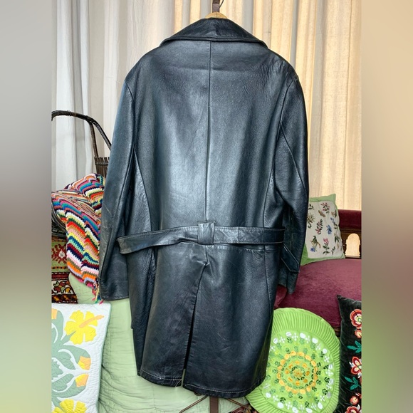 80s Leather Great Coat - Picture 2 of 12